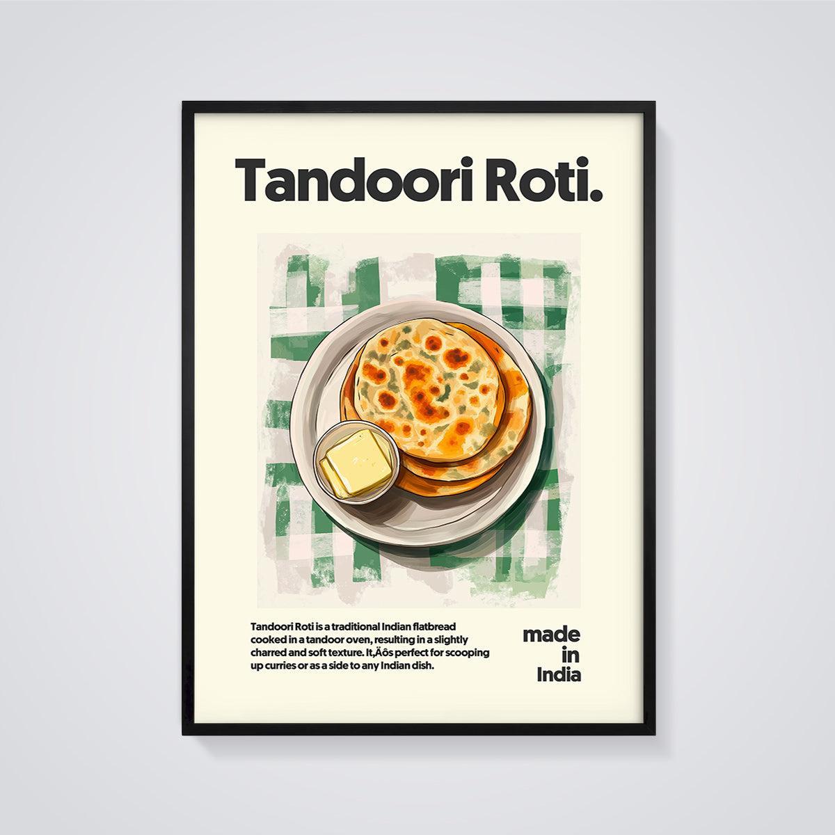 Tandoori Roti Print framed in black on a grey background