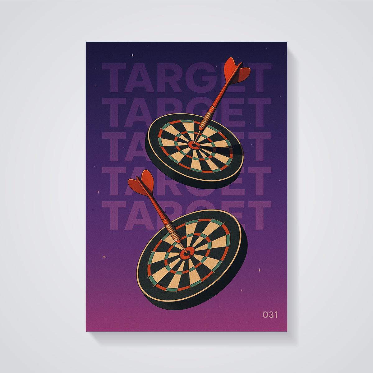 Target Bullseye Darts Print unframed on a grey background
