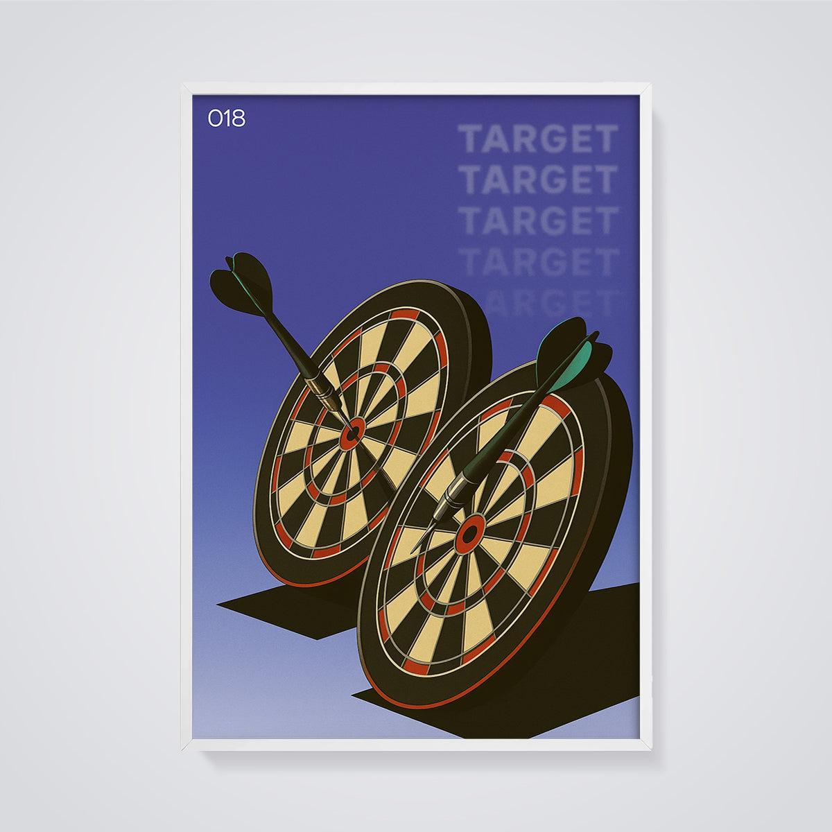 Target Dartboards Print framed in white on a grey background