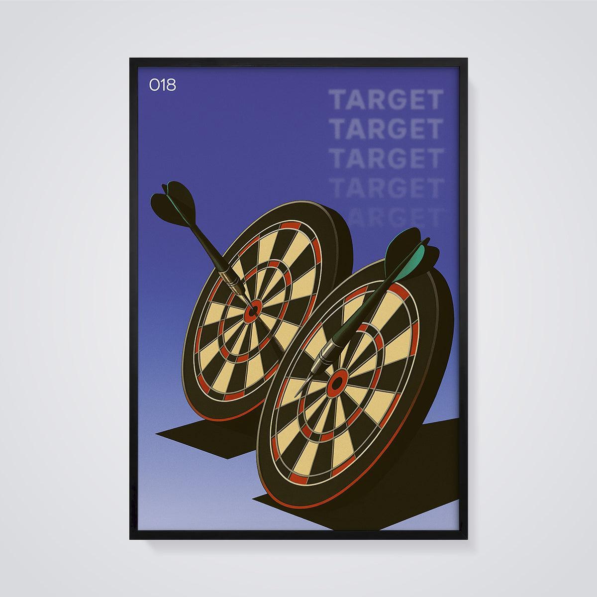Target Dartboards Print framed in black on a grey background