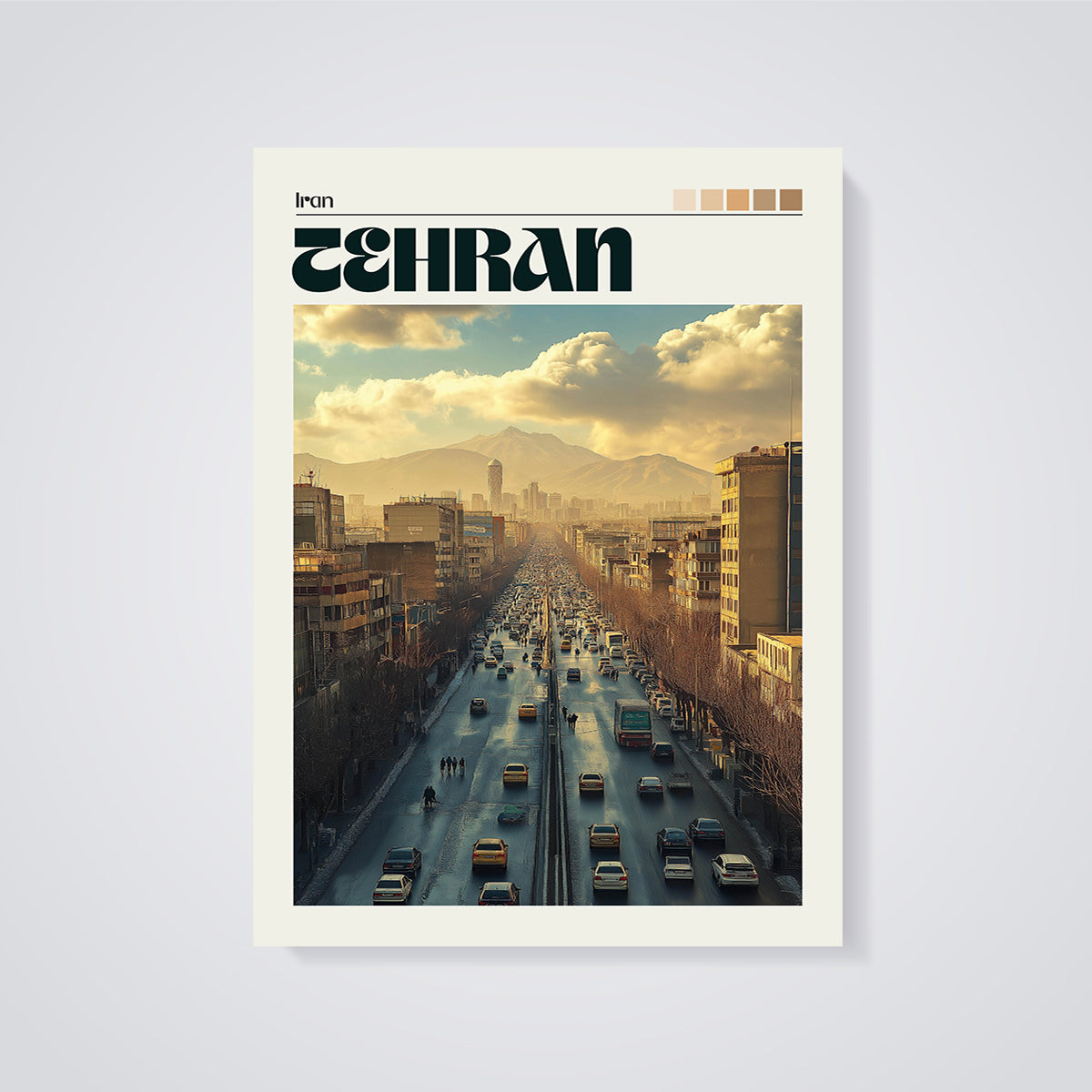 Tehran City View Print unframed on a grey background
