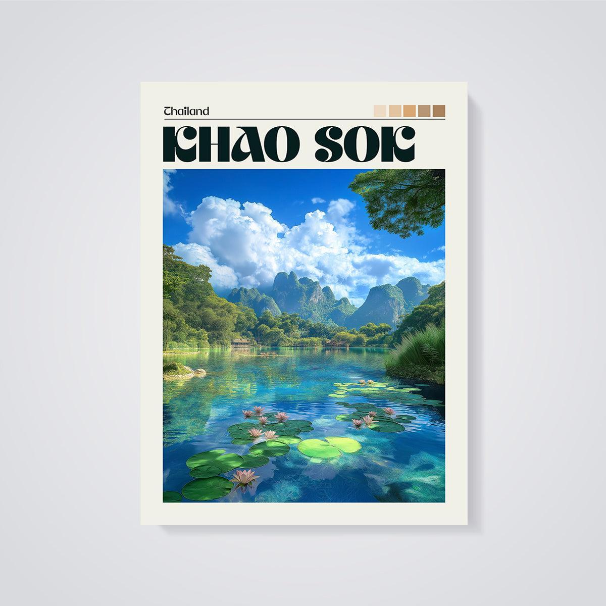Thailand Khao Sok Water Lily Lake Print unframed on a grey background