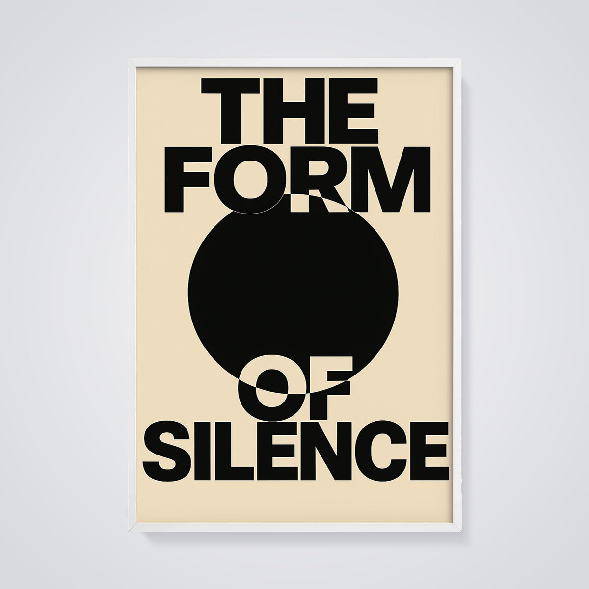 The Form of Silence Circle Print framed in white on a grey background