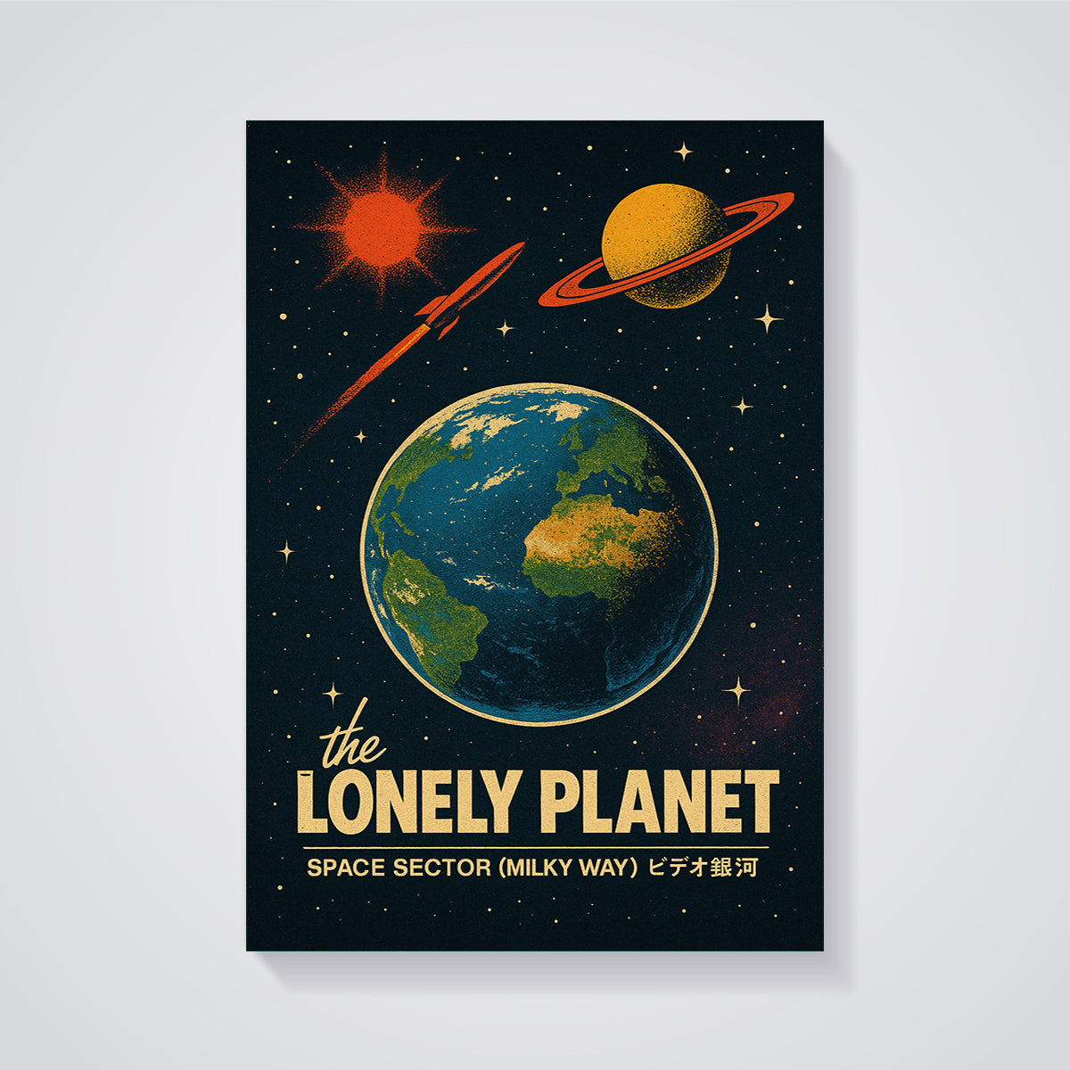 The Lonely Planet Space Print unframed on a grey background