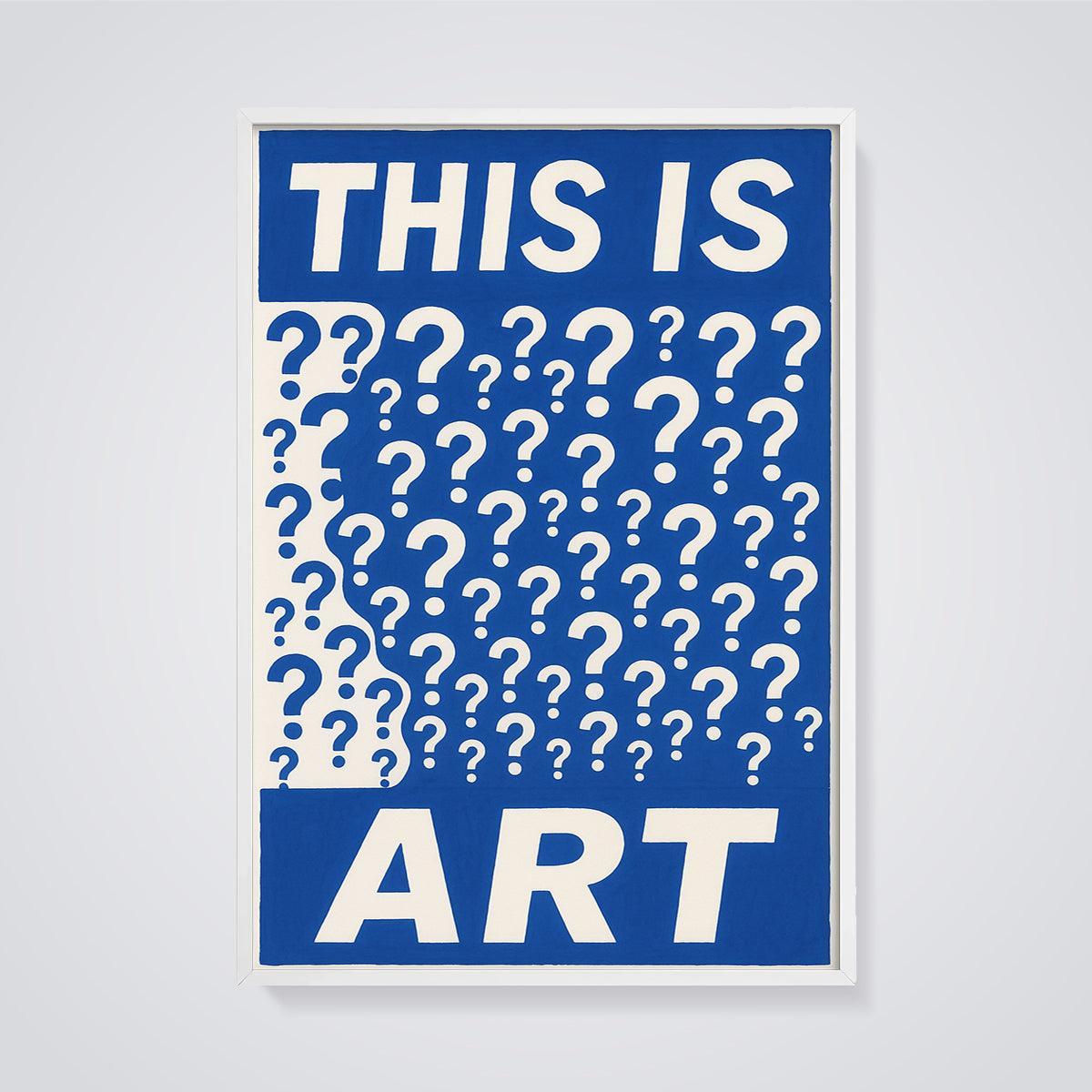 This Is Art Question Mark Print framed in white on a grey background