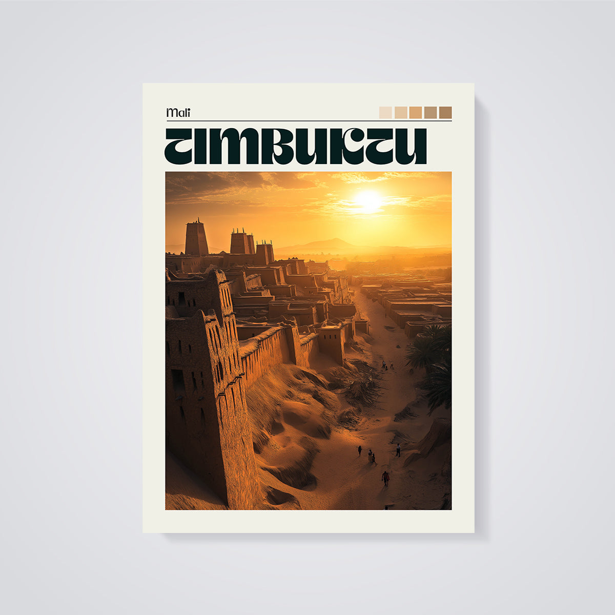 Timbuktu Sunset City Print unframed on a grey background