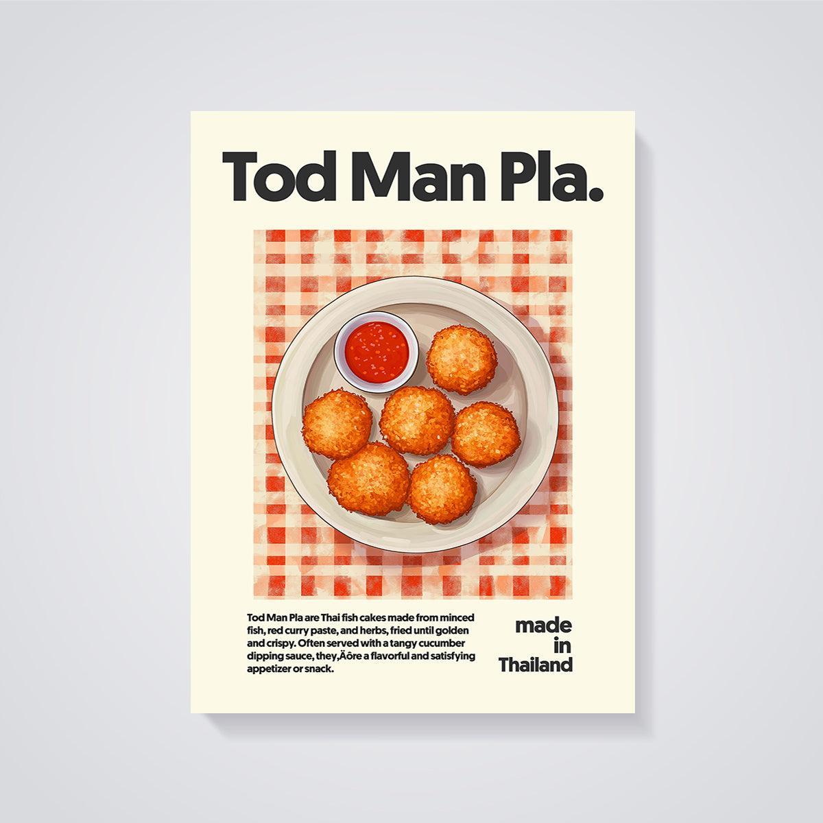 Tod Man Pla Thai Fish Cakes Art Print unframed on a grey background