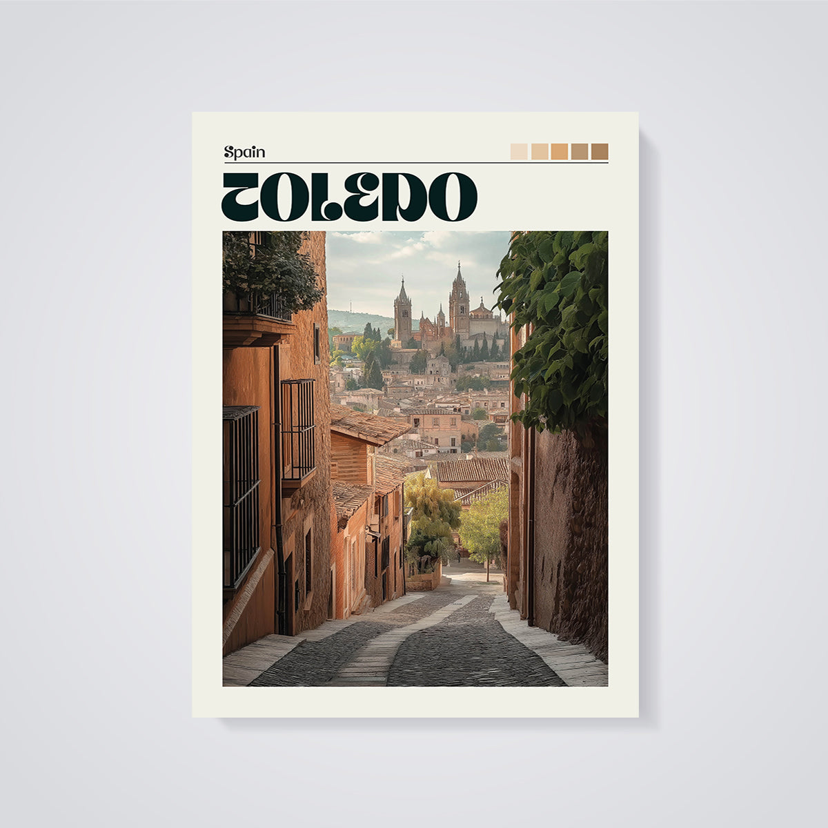 Toledo Street View Print unframed on a grey background