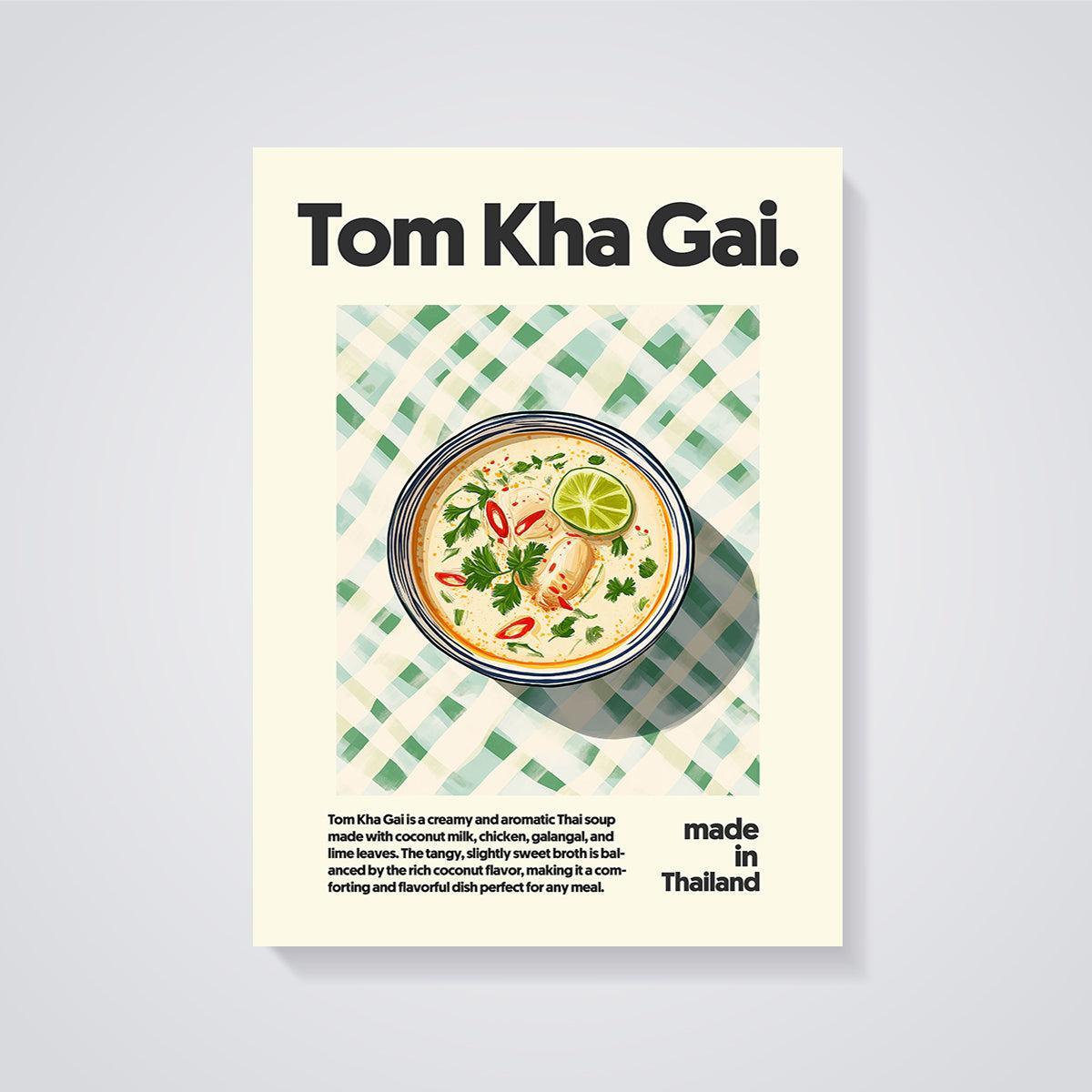 Tom Kha Gai Soup Print unframed on a grey background