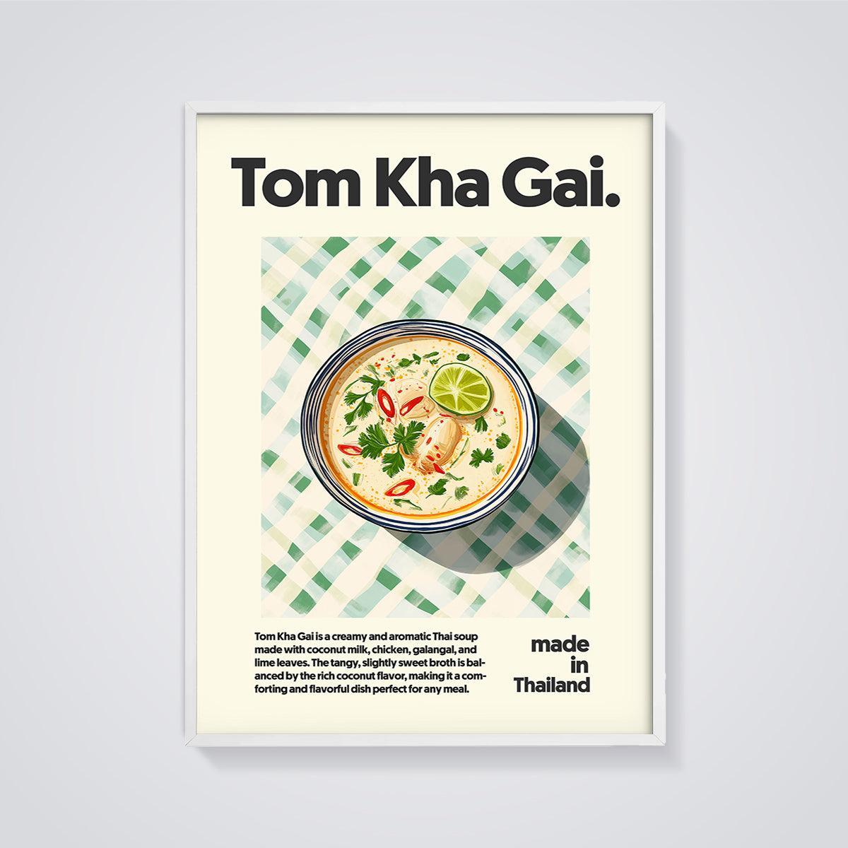 Tom Kha Gai Soup Print framed in white on a grey background