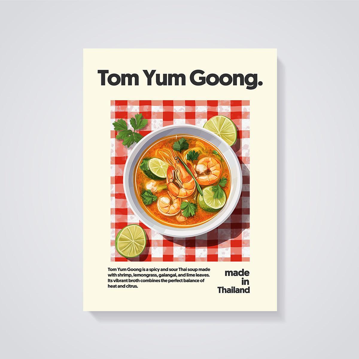 Tom Yum Goong Soup Print unframed on a grey background