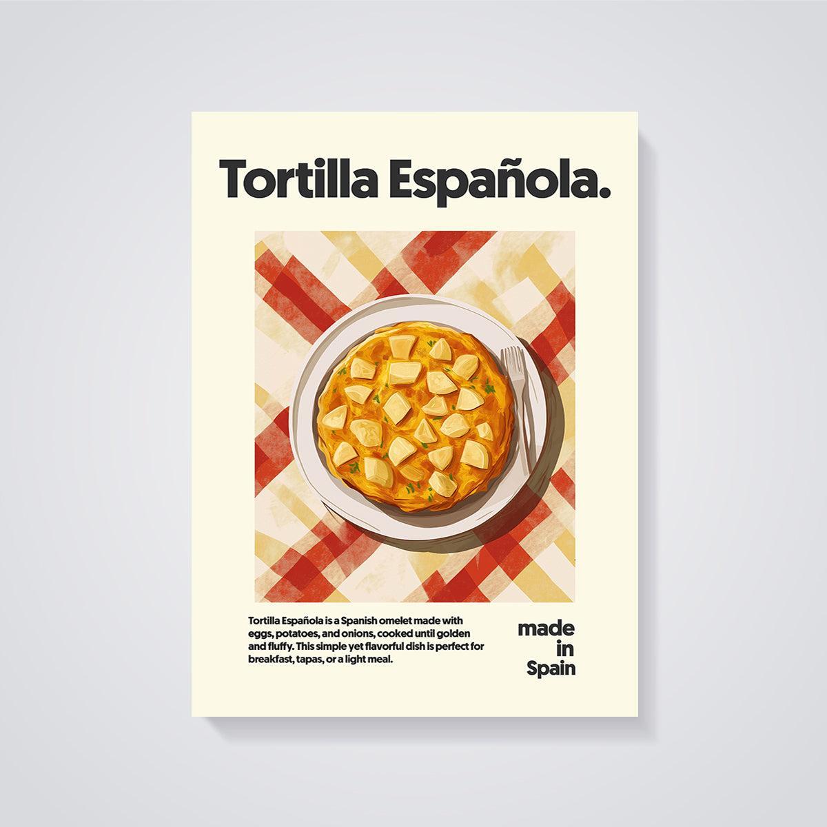 Tortilla Española Dish Print unframed on a grey background
