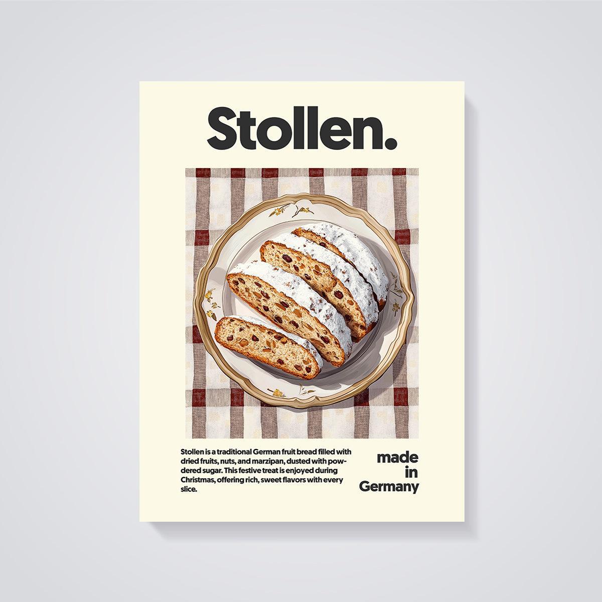 Traditional German Stollen Print unframed on a grey background