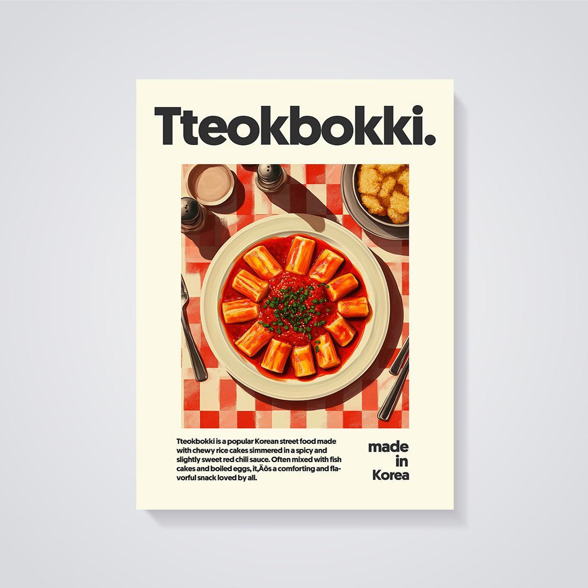Tteokbokki Food Print unframed on a grey background
