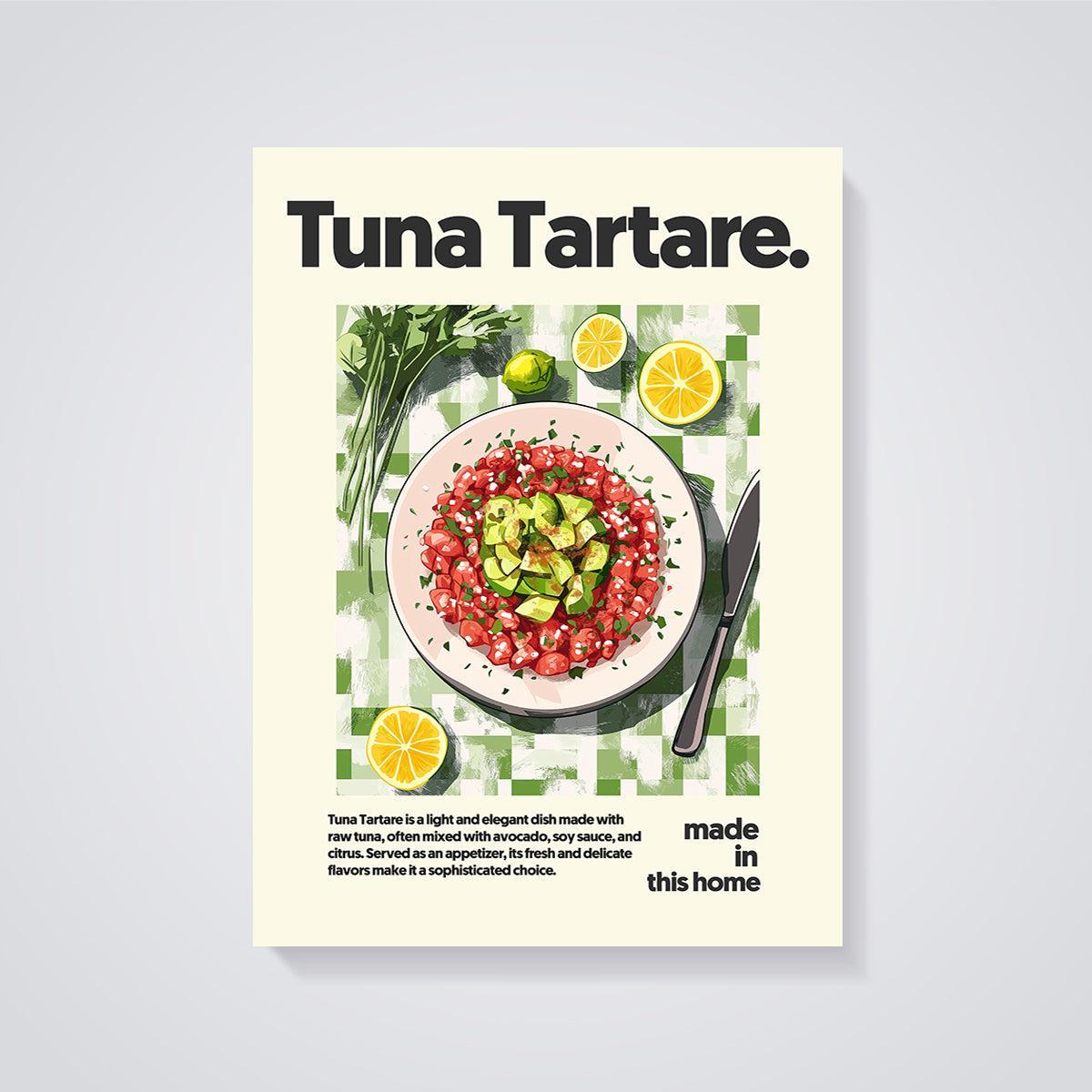 Tuna Tartare Dish Print unframed on a grey background