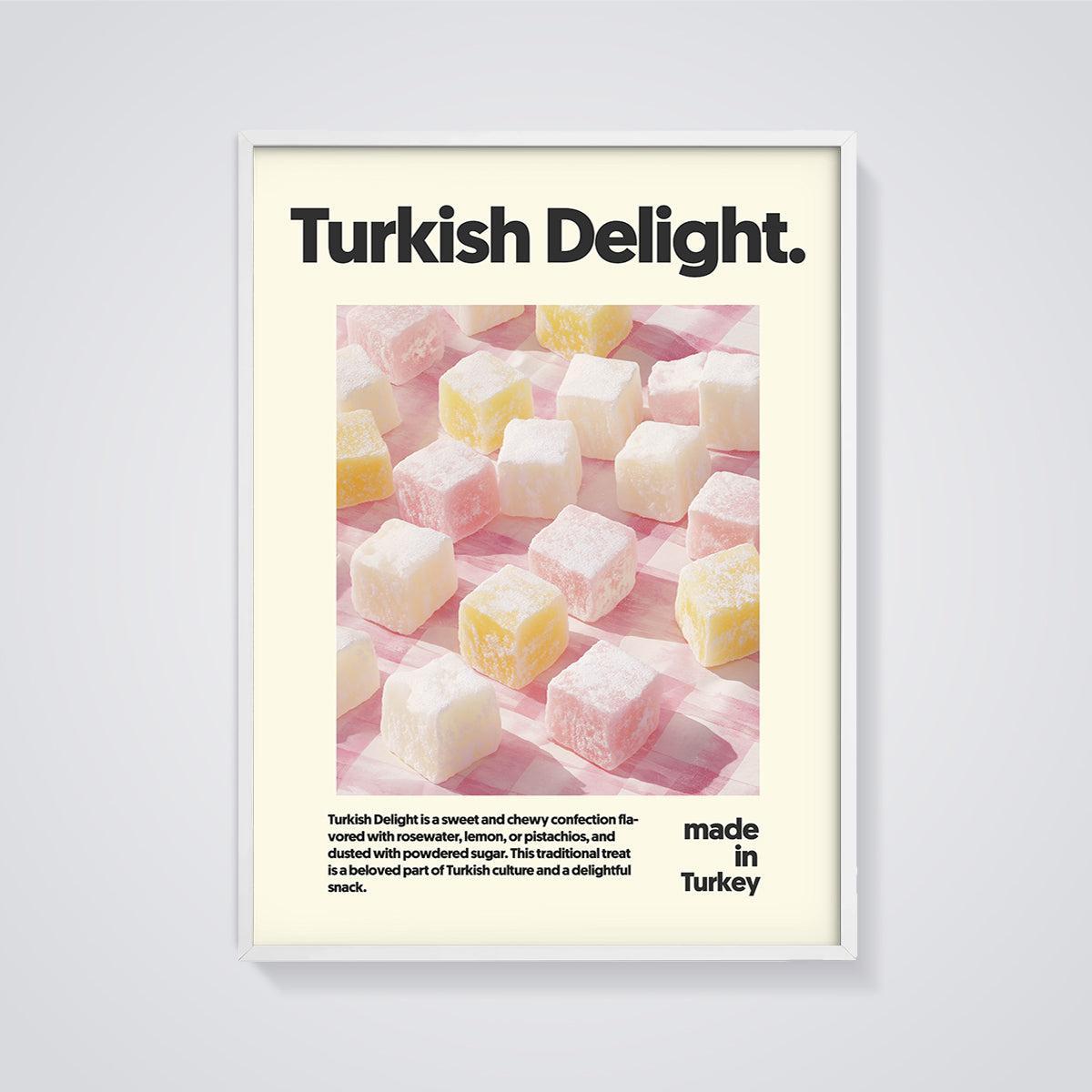 Turkish Delight Print framed in white on a grey background