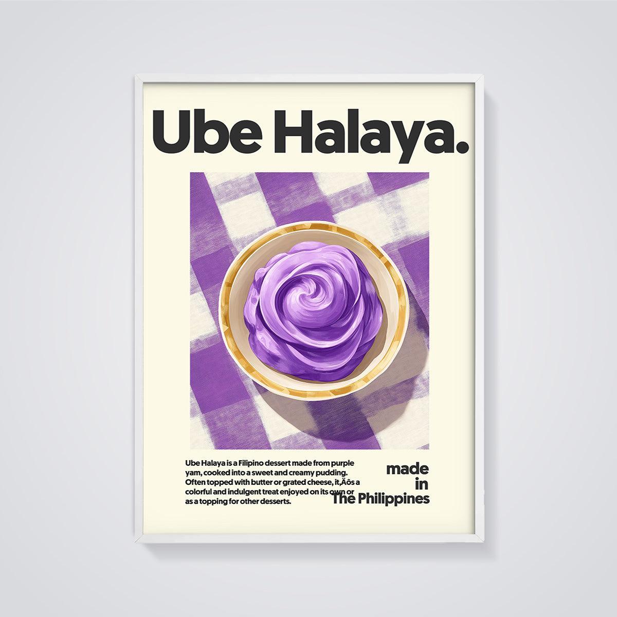 Ube Halaya Dessert Print framed in white on a grey background