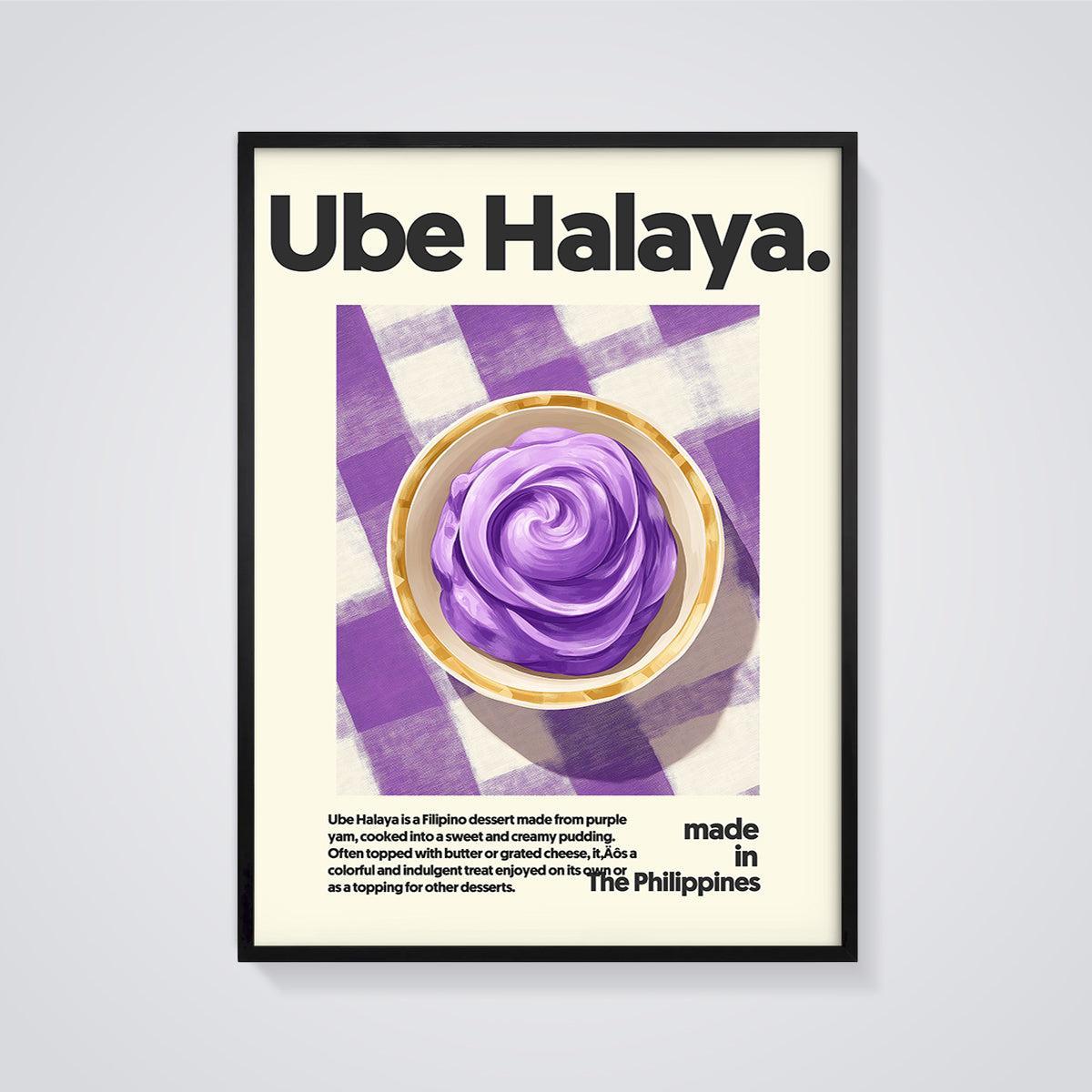 Ube Halaya Dessert Print framed in black on a grey background