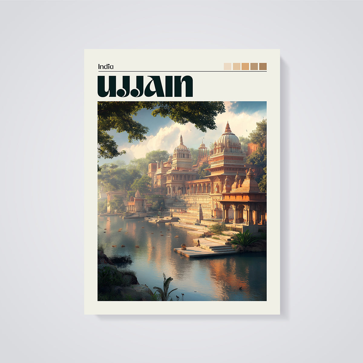 Ujjain India Temples Print unframed on a grey background
