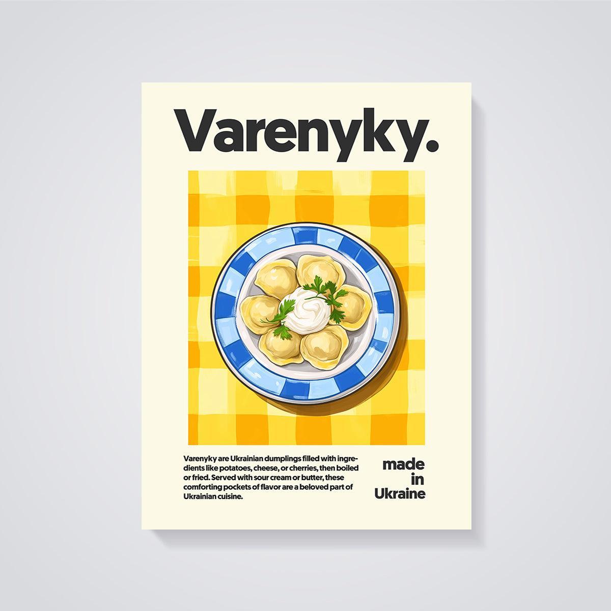 Ukrainian Varenyky Meal Print unframed on a grey background