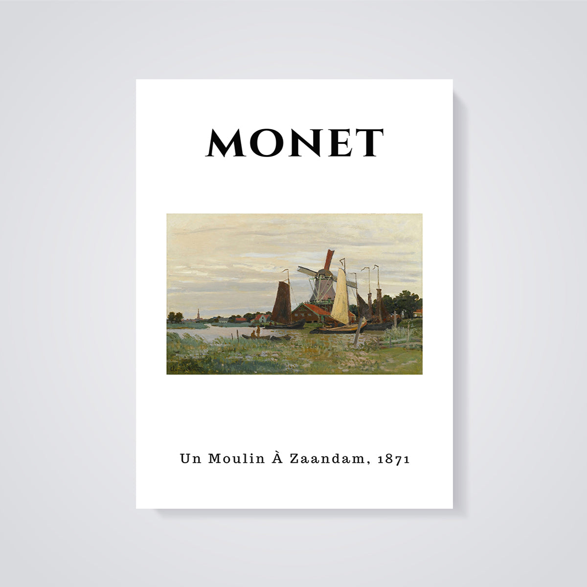 Un Moulin à Zaandam Print unframed on a grey background