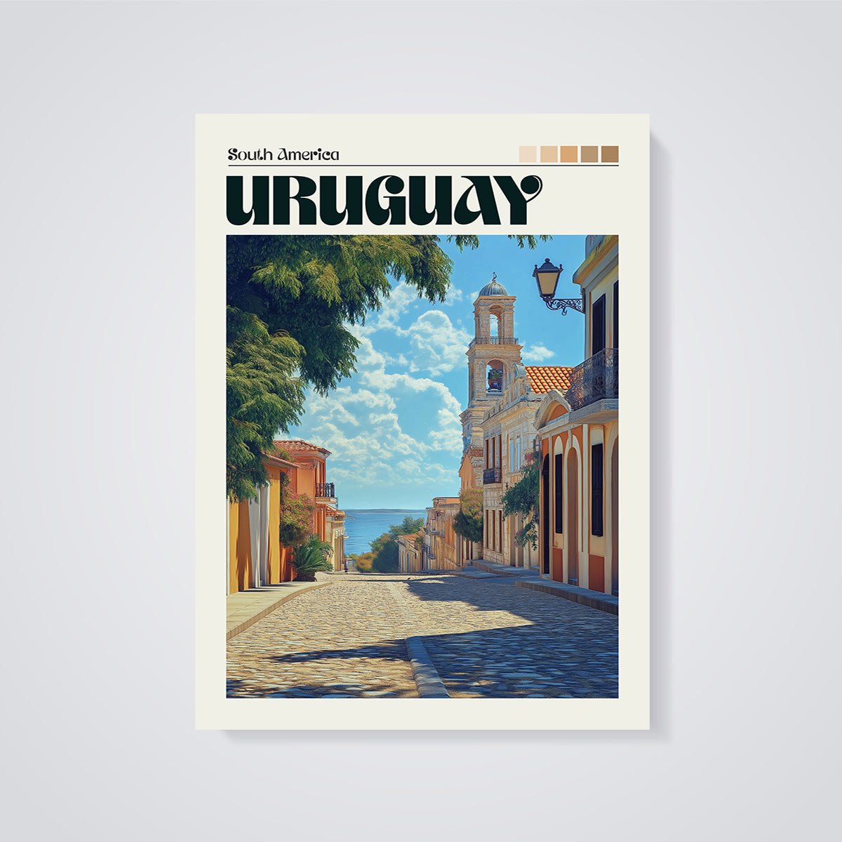 Uruguay Coastal Street Print unframed on a grey background