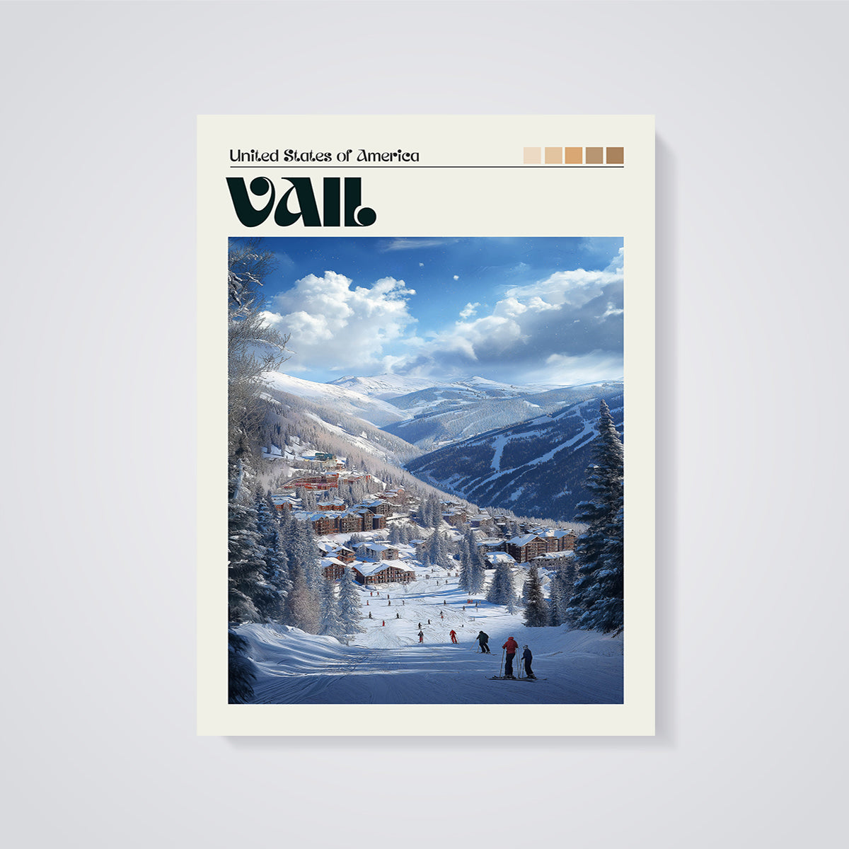 Vail Ski Slopes Print unframed on a grey background