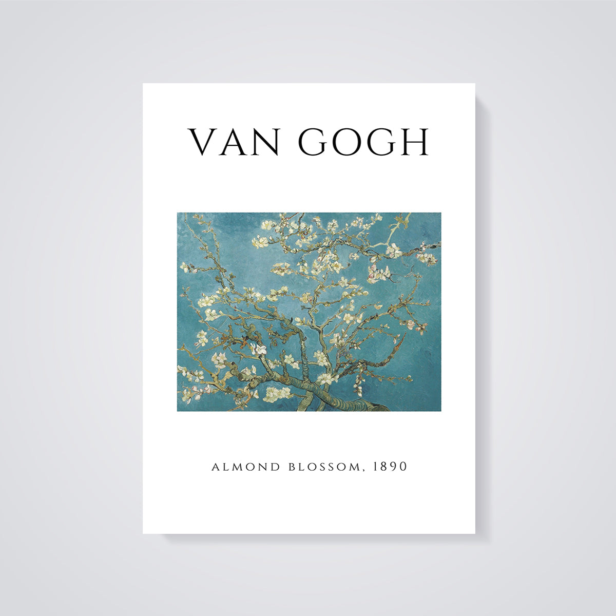 Van Gogh Almond Blossom Print unframed on a grey background