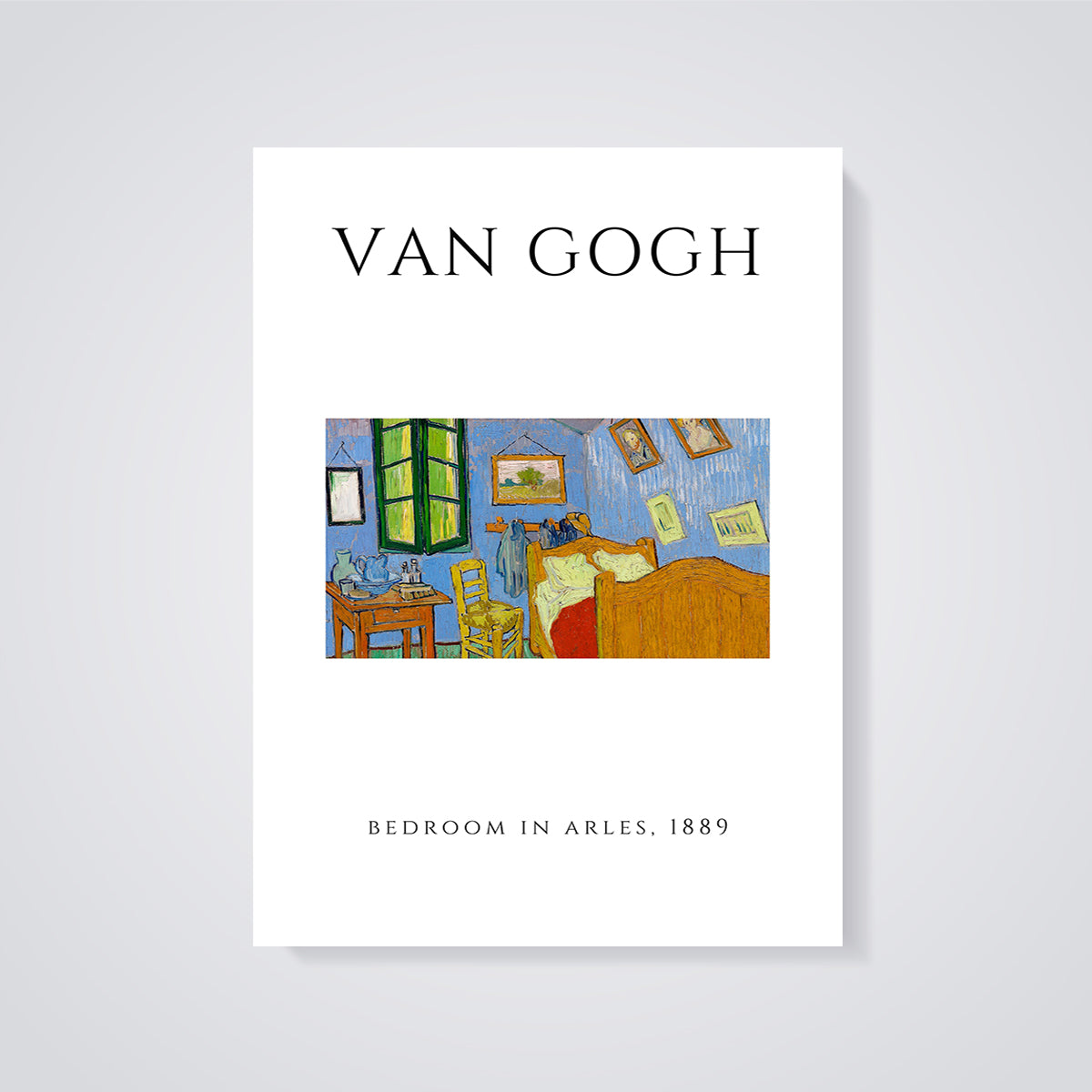 Van Gogh Bedroom in Arles 1889 Print unframed on a grey background