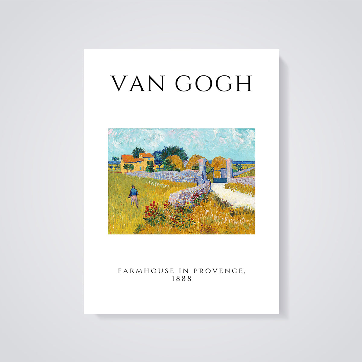 Van Gogh Farmhouse in Provence Print unframed on a grey background