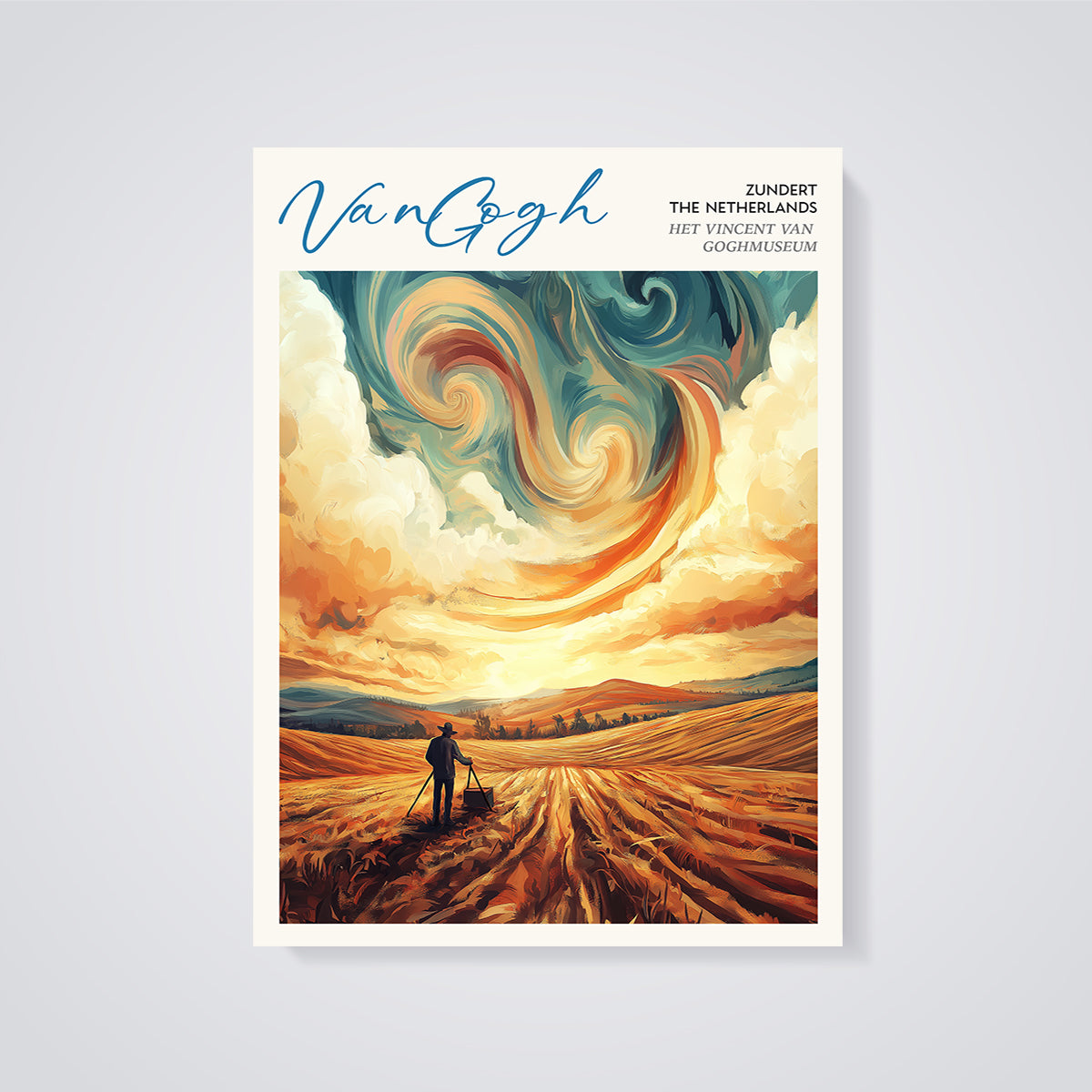 Van Gogh Field Artist Print unframed on a grey background