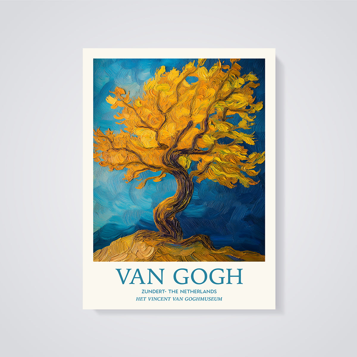 Van Gogh Golden Tree Print unframed on a grey background