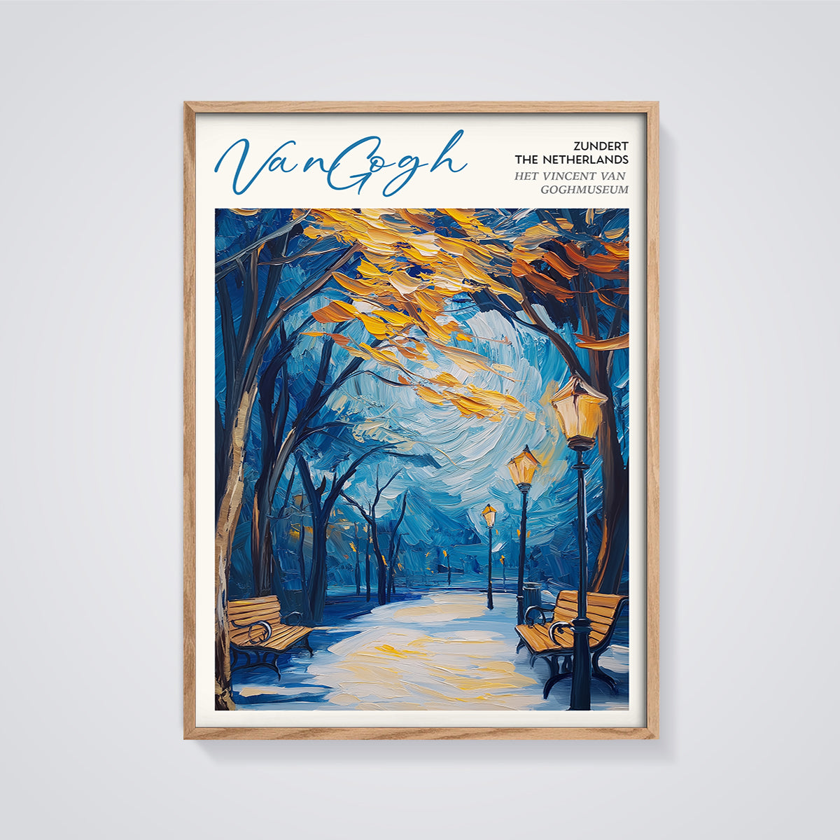 Van Gogh Museum Park Path Print framed in oak on a grey background
