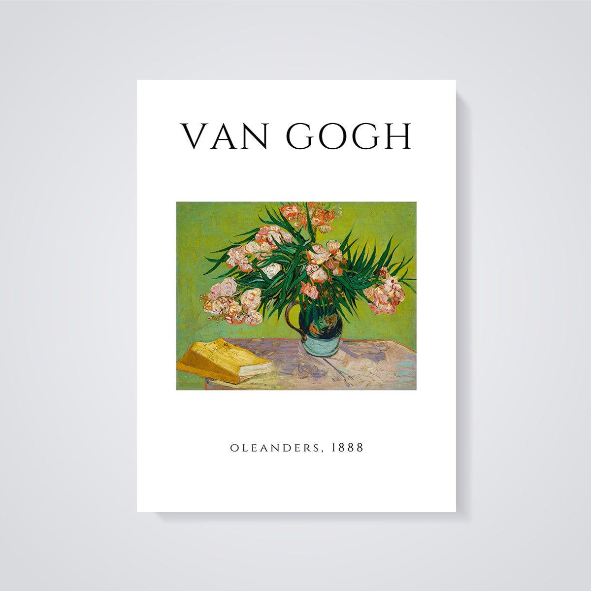 Van Gogh Oleanders, 1888 Print unframed on a grey background
