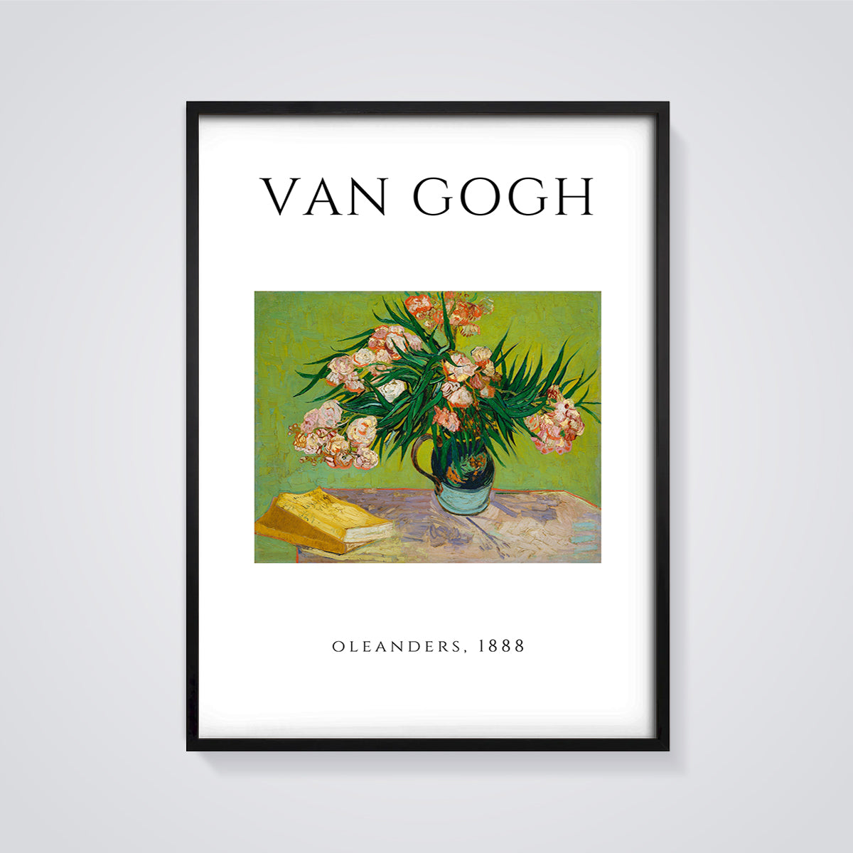 Van Gogh Oleanders, 1888 Print framed in black on a grey background