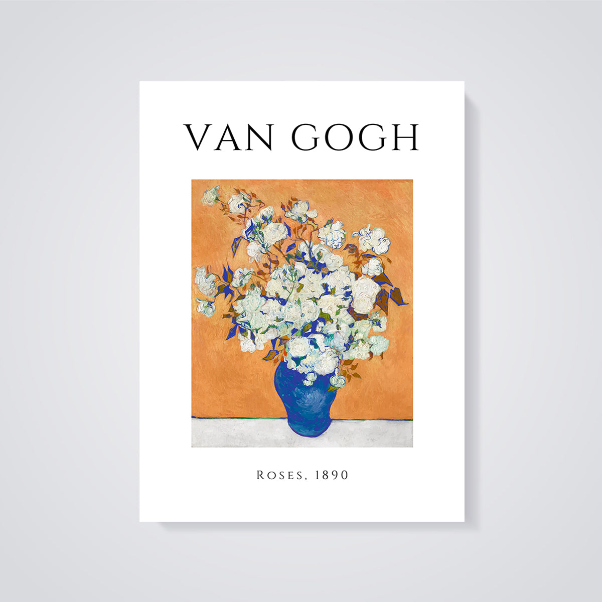 Van Gogh Roses, 1890 Print unframed on a grey background