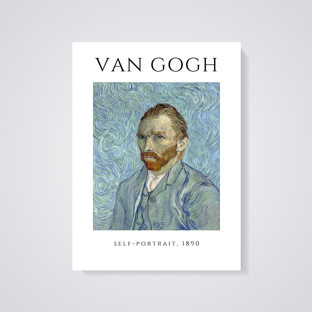 Van Gogh Self-Portrait 1890 Print unframed on a grey background