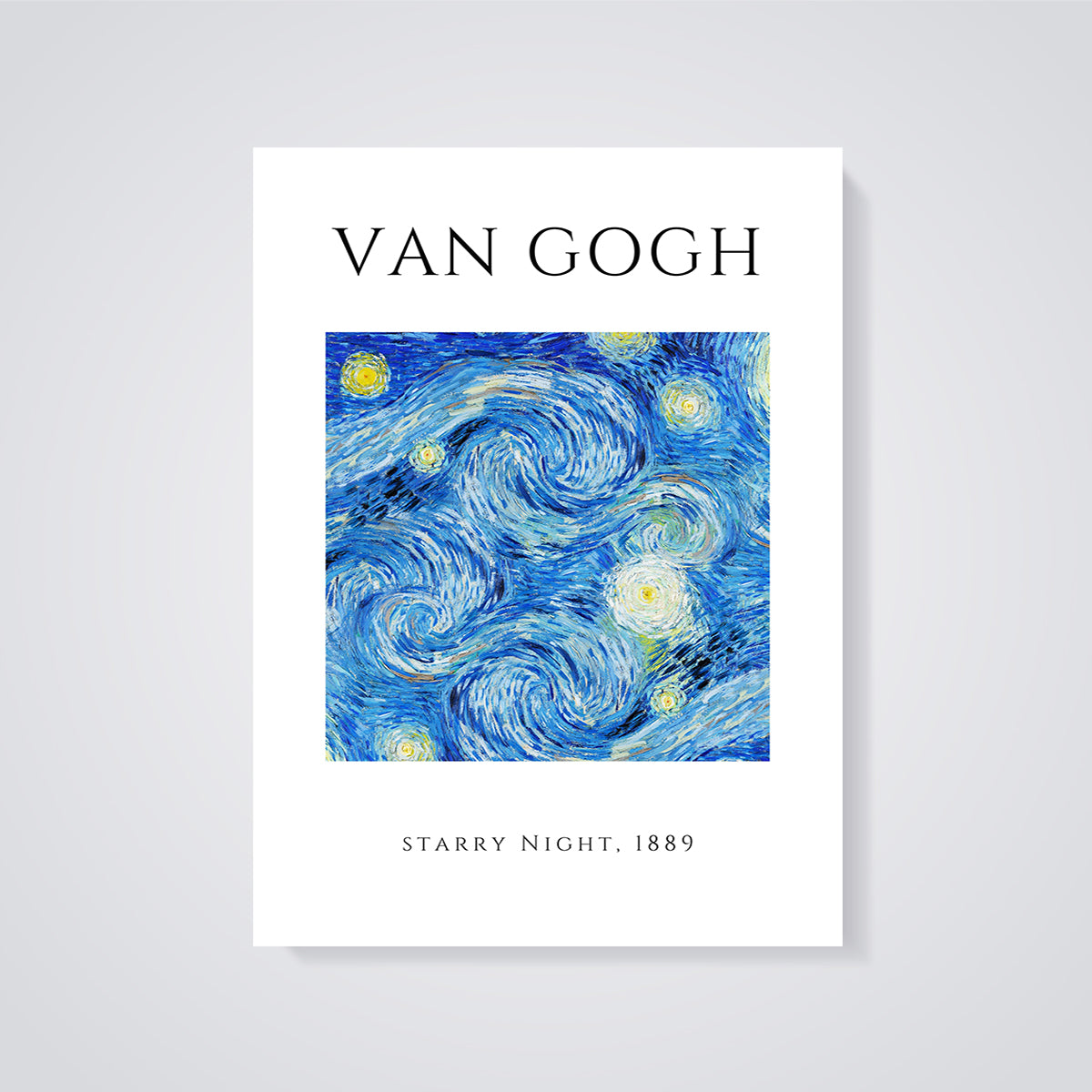 Van Gogh Starry Night Print unframed on a grey background