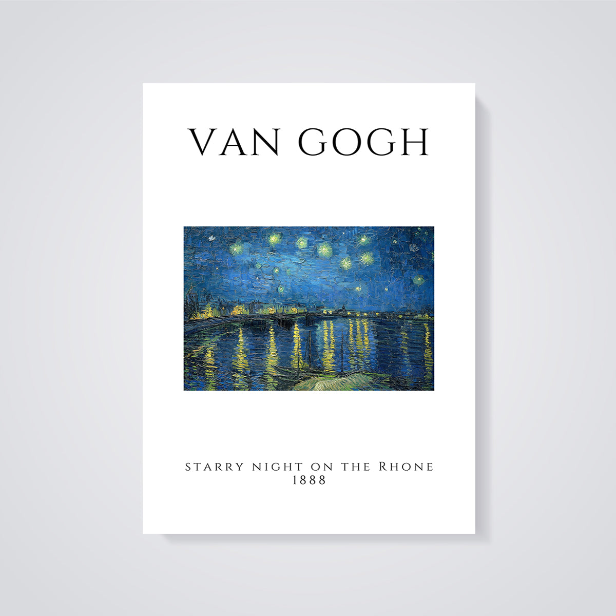 Van Gogh Starry Night on the Rhone Print unframed on a grey background