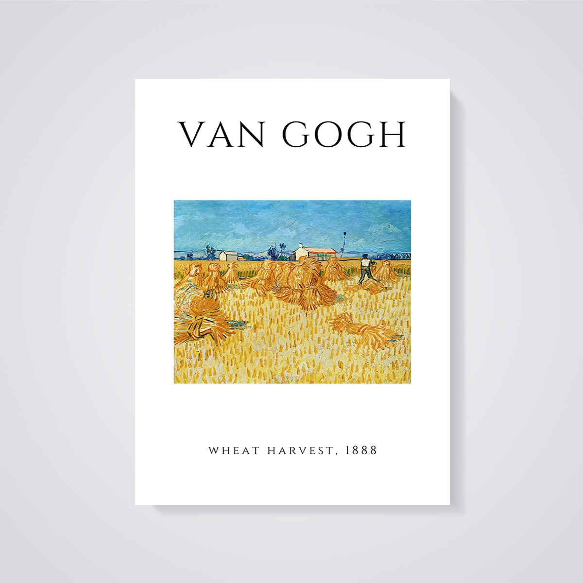 Van Gogh Wheat Harvest Print unframed on a grey background