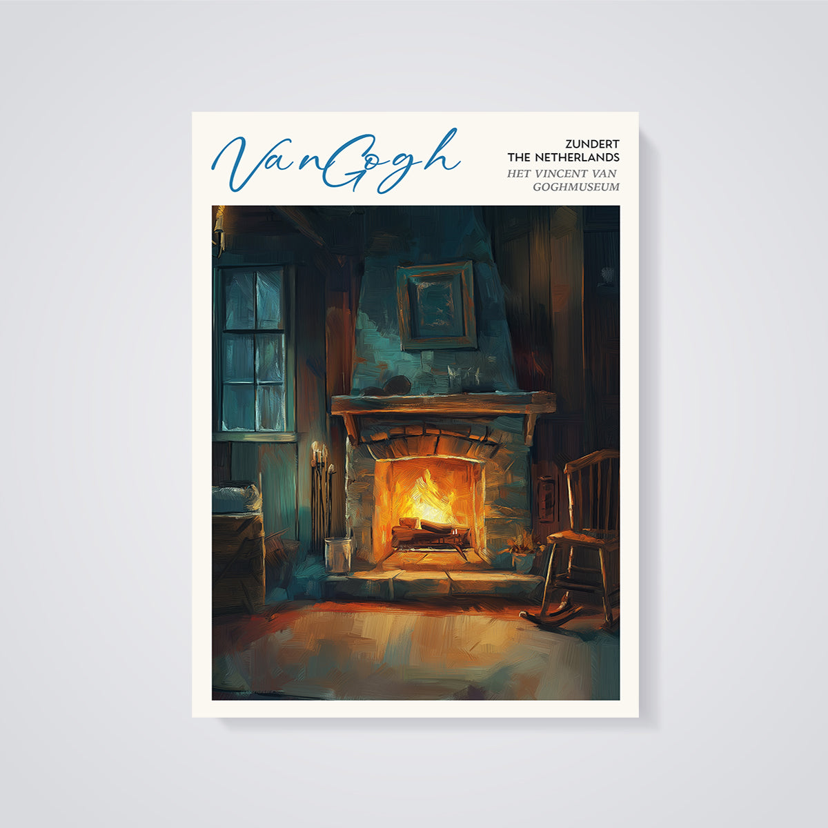 Van Gogh Zundert Fireplace Print unframed on a grey background