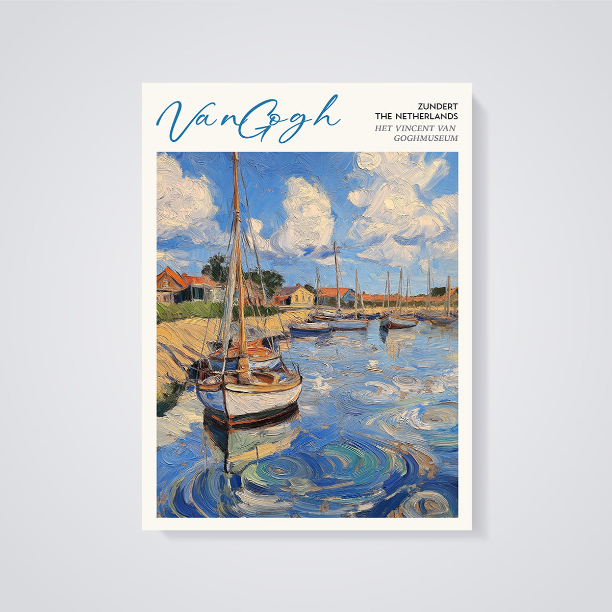 Van Gogh Zundert Harbor Print unframed on a grey background