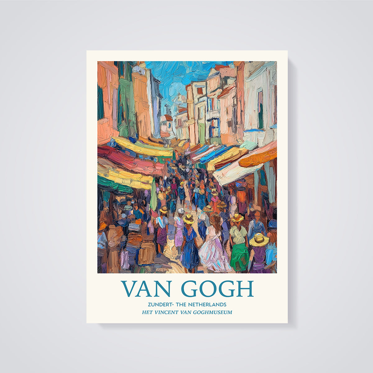 Van Gogh Zundert Market Print unframed on a grey background
