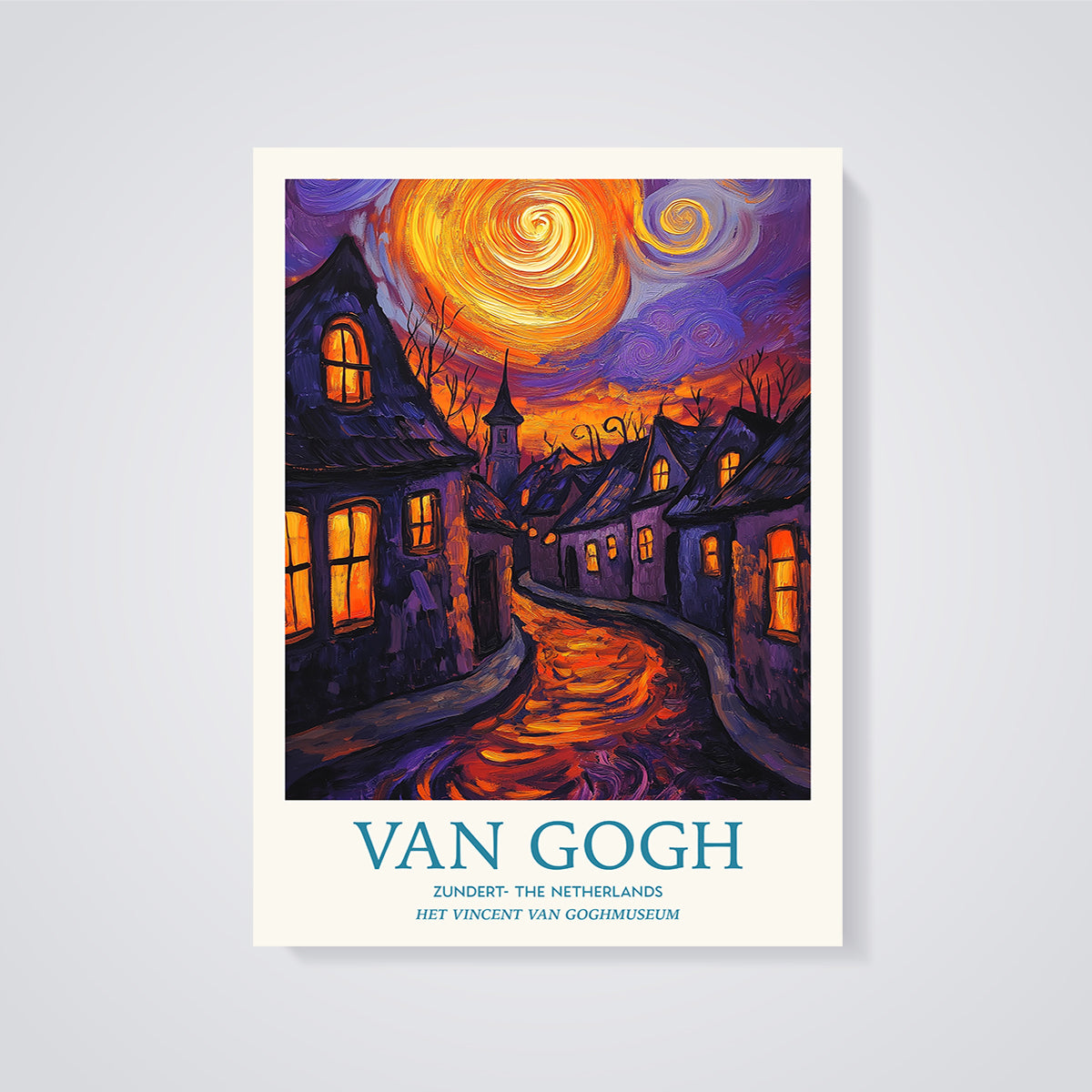 Van Gogh Zundert Night Street Print Aesthetic unframed on a grey background