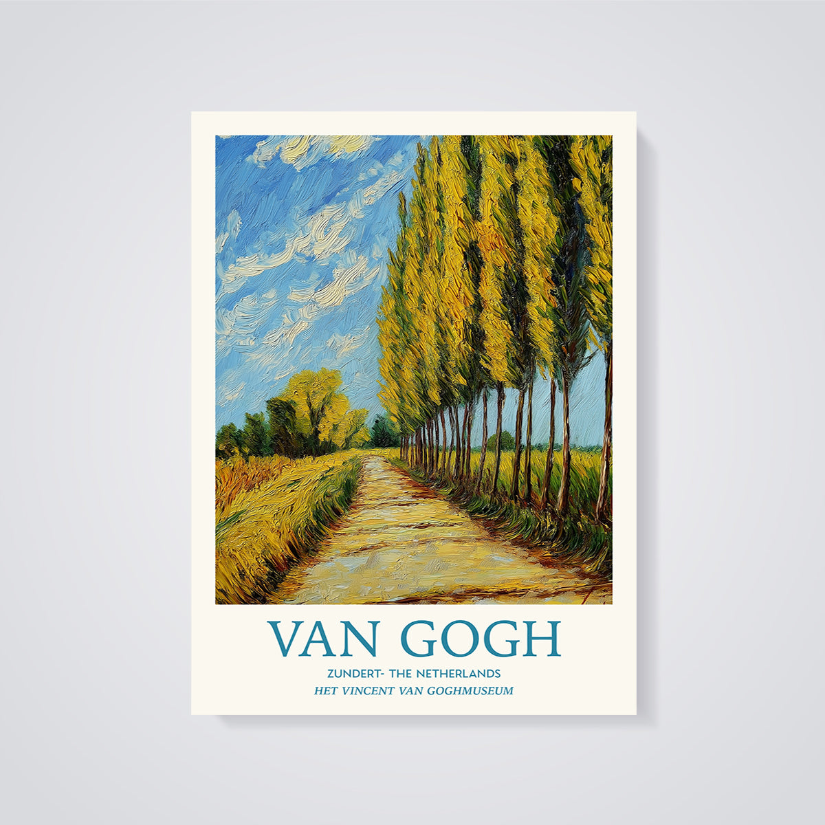 Van Gogh Zundert Poplar Path Print unframed on a grey background