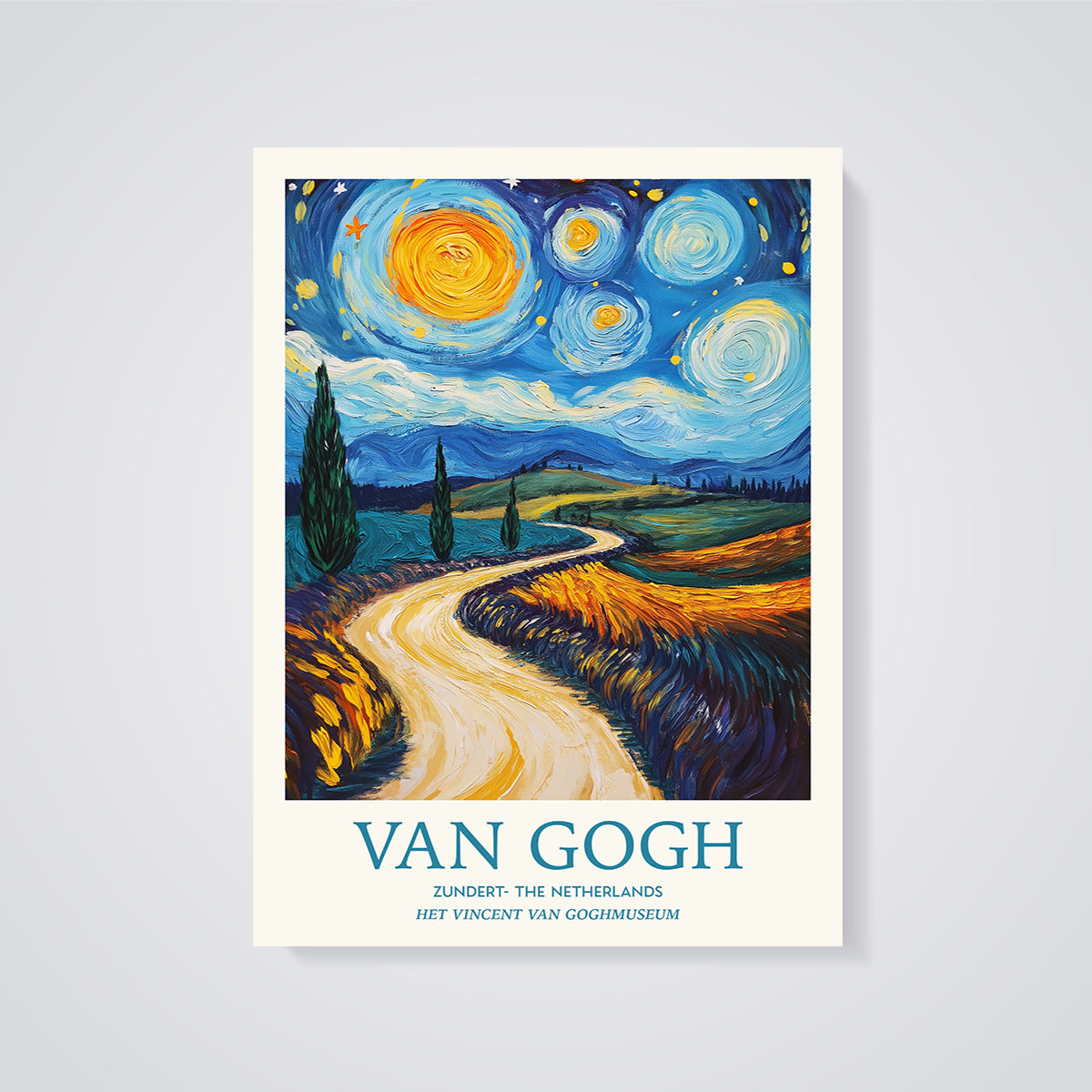 Van Gogh Zundert Starry Path Print unframed on a grey background