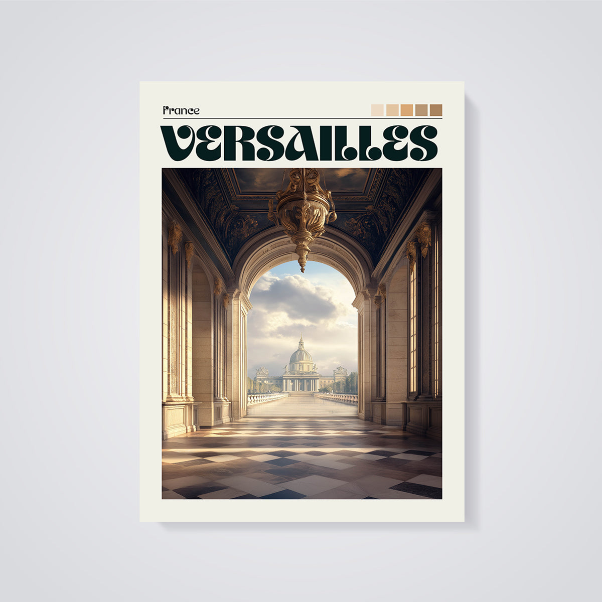 Versailles Palace Archway Print unframed on a grey background