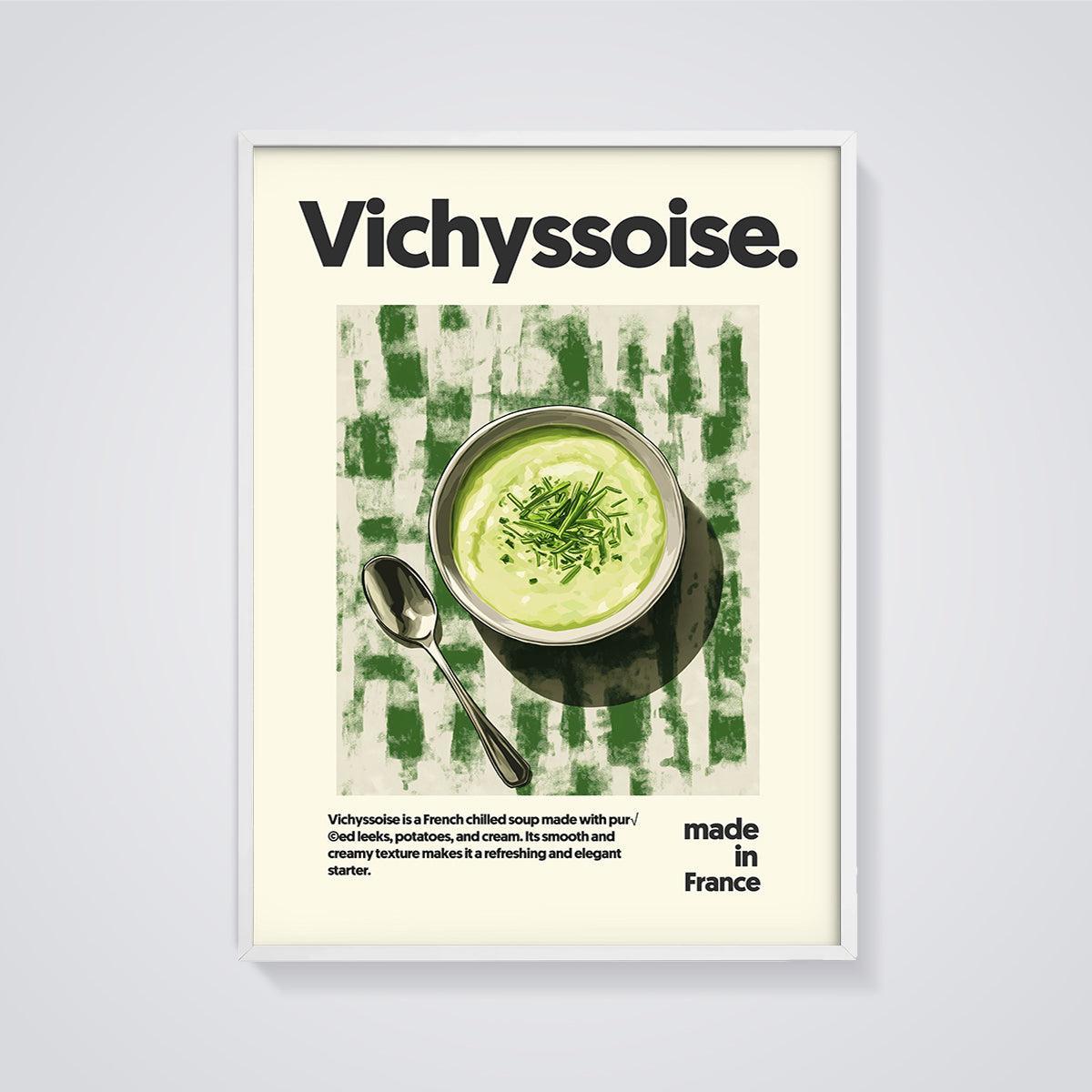 Vichyssoise Chilled Soup Print framed in white on a grey background
