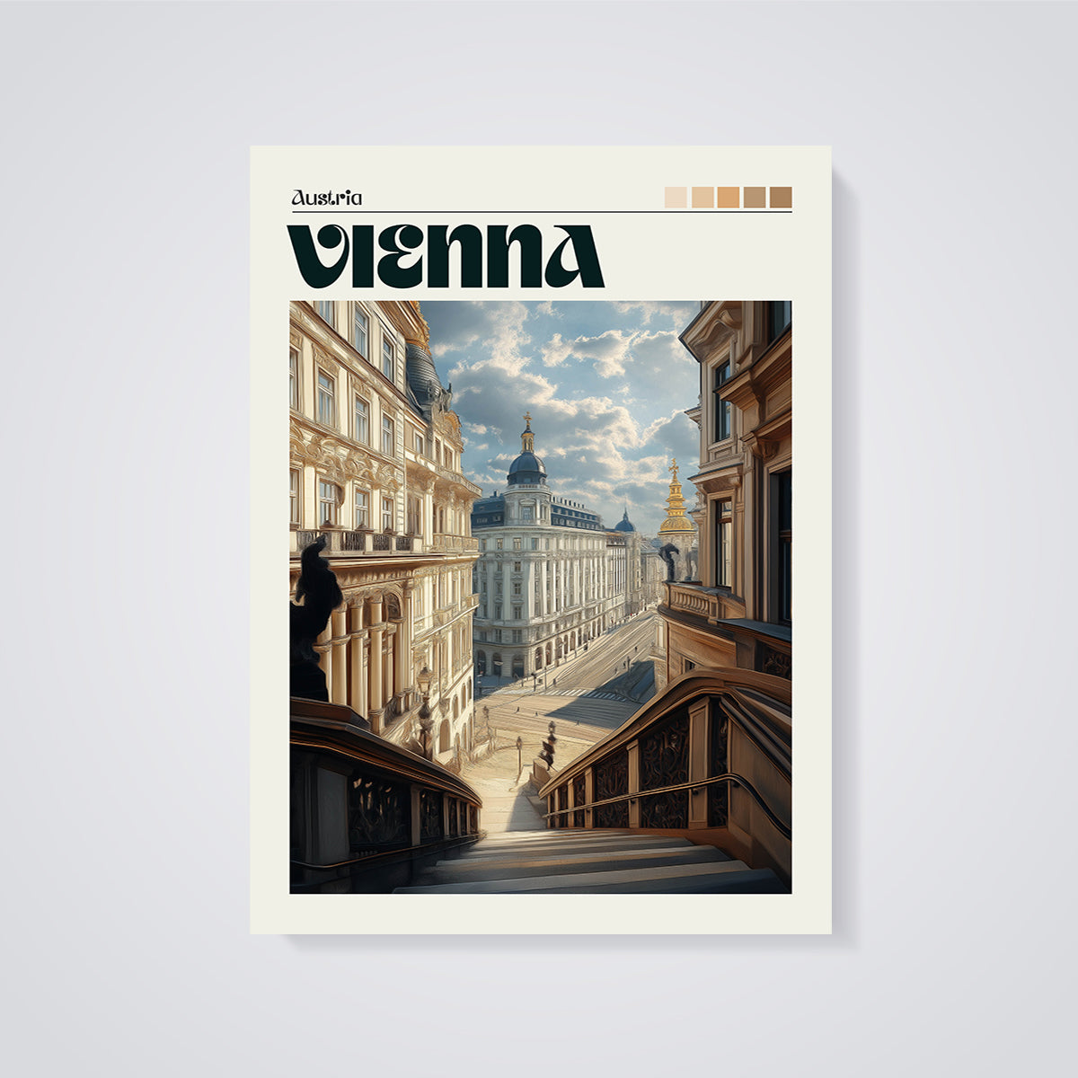 Vienna Cityscape Print unframed on a grey background
