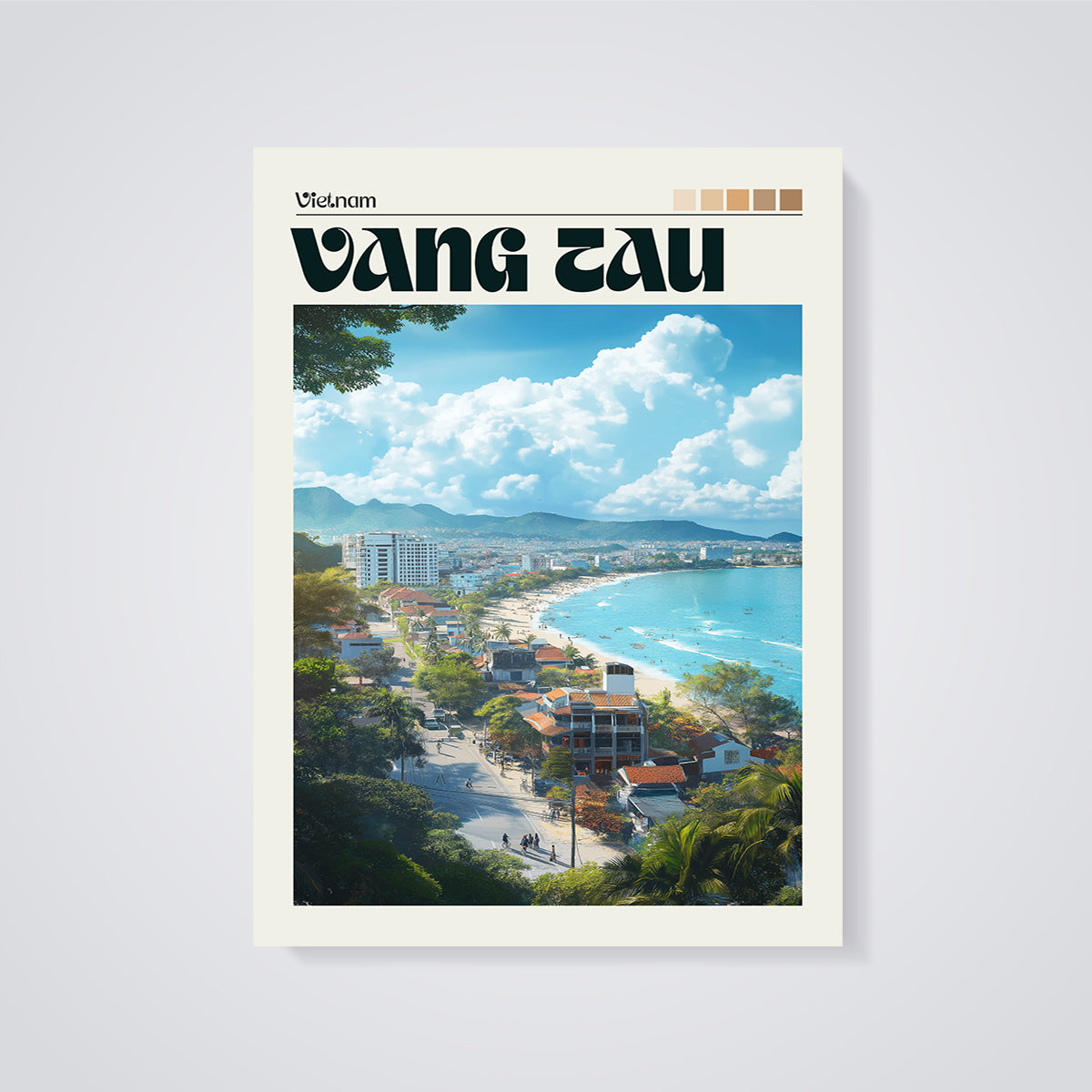 Vung Tau Vietnam Coastal View Print unframed on a grey background
